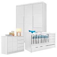 Quarto De Bebê Blenda Com Berço Multifuncional Cleo Branco Acetinado – Phoenix - 1