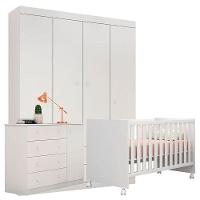 Quarto De Bebê Helena Com Berço Doce Sonho Branco Brilho - Phoenix - 1