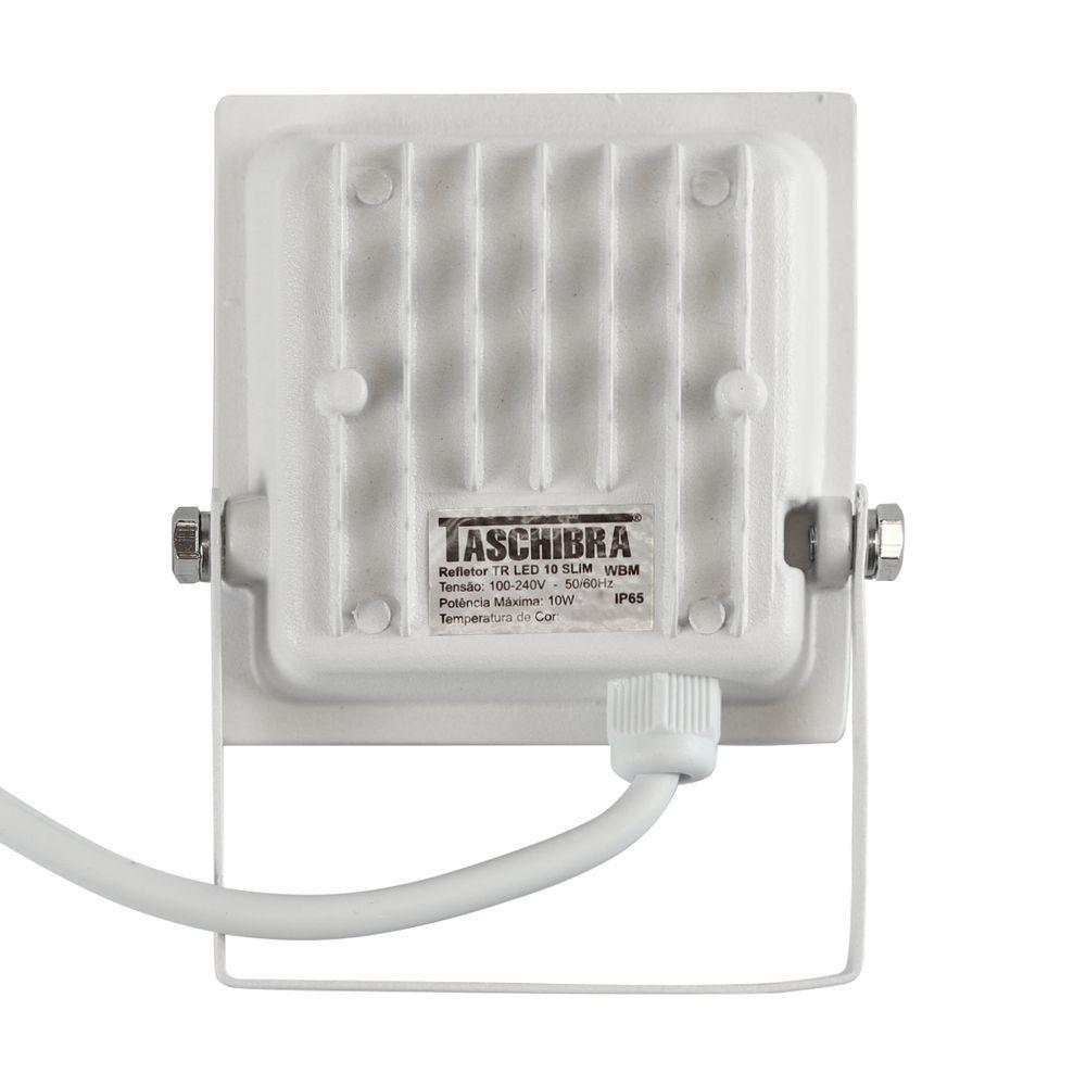 Kit 10 Refletor Holofote Taschibra Led Tr Slim 20w Verde Prova Da água Ip65 Branco Bivolt - 6