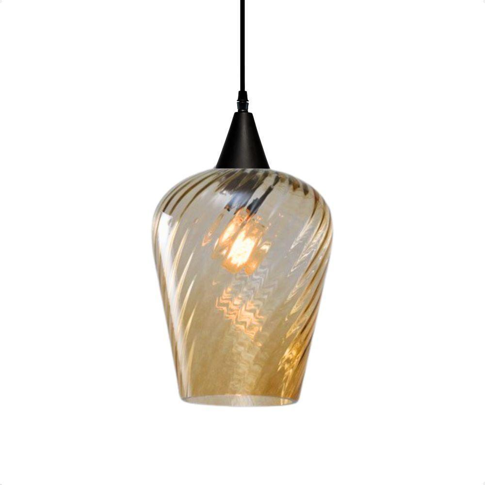 Lustre Pendente Taschibra Monalisa G Rigato âmbar E27 Bivolt Preto - 1