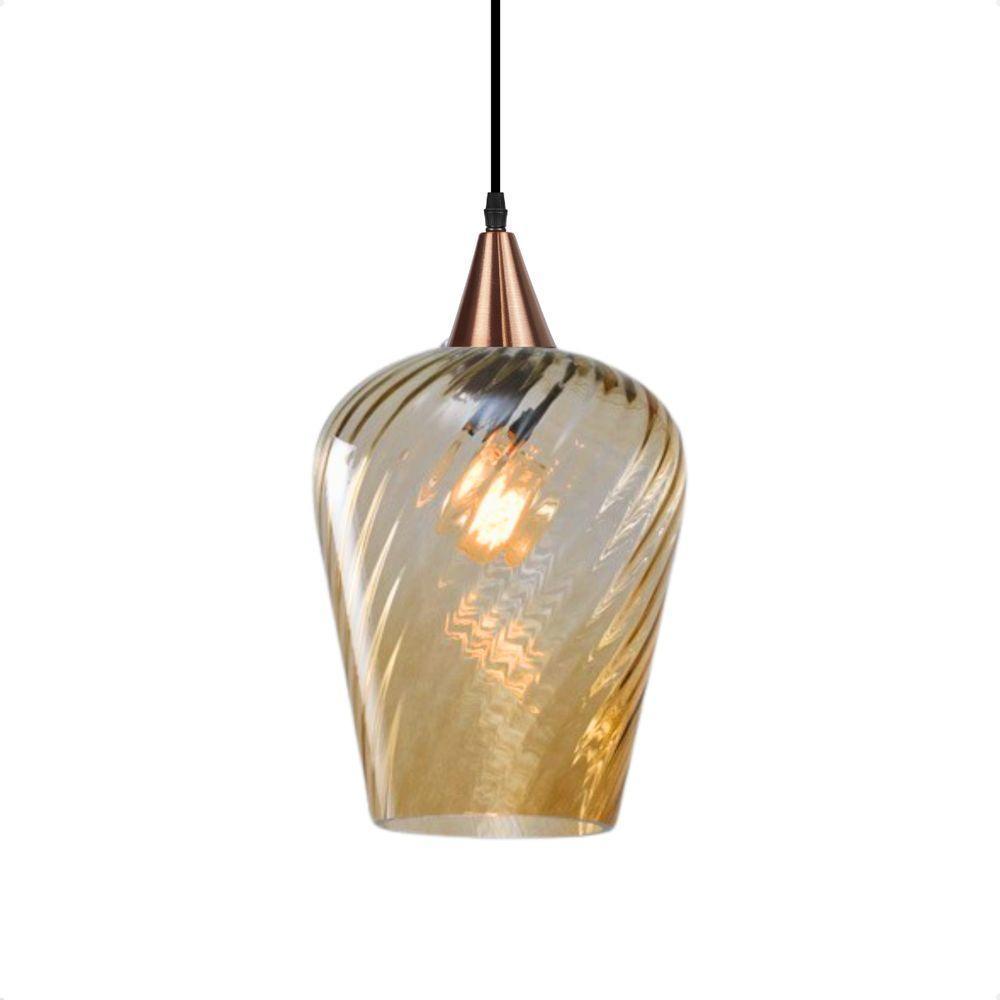 Lustre Pendente Taschibra Monalisa G Rigato âmbar E27 Bivolt Cobre - 1