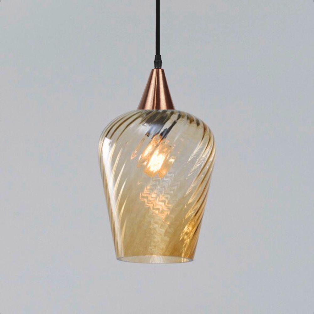 Lustre Pendente Taschibra Monalisa G Rigato âmbar E27 Bivolt Cobre - 2