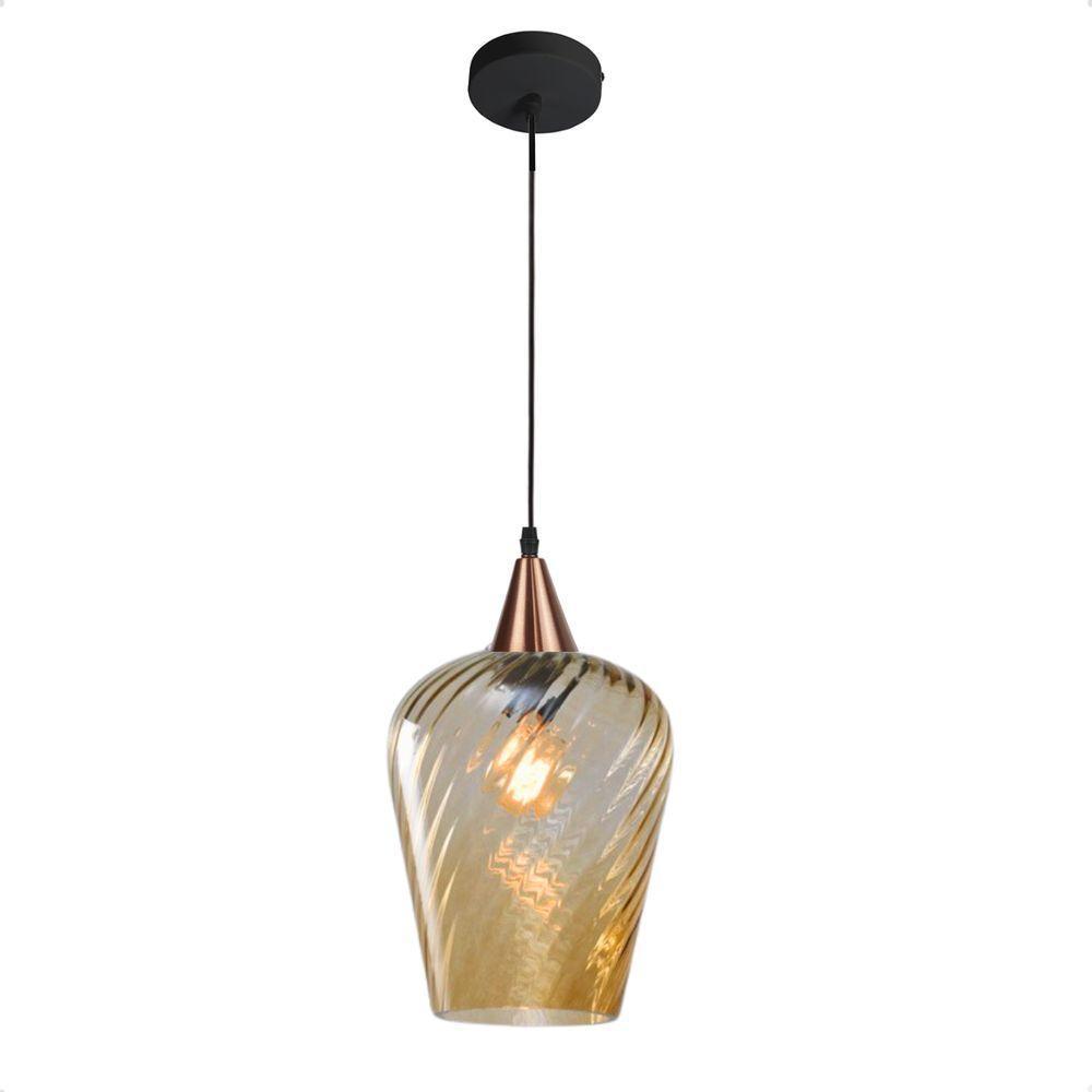 Lustre Pendente Taschibra Monalisa G Rigato âmbar E27 Bivolt Cobre - 3