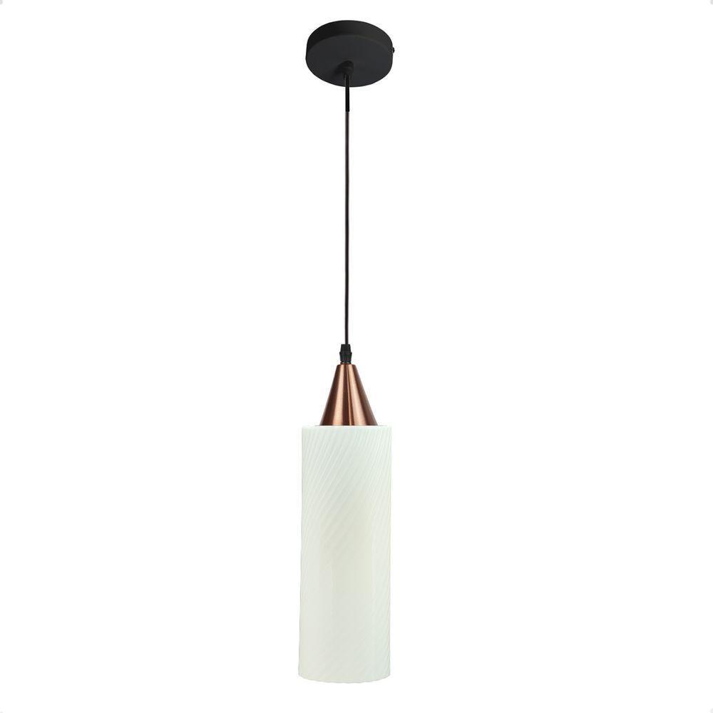 Lustre Pendente Taschibra Anne 20cm Leitoso E27 Bivolt Cobre - 3