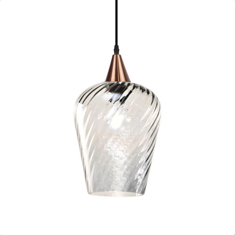 Lustre Pendente Taschibra Monalisa G Rigato Transparente E27 Bivolt Cobre - 1