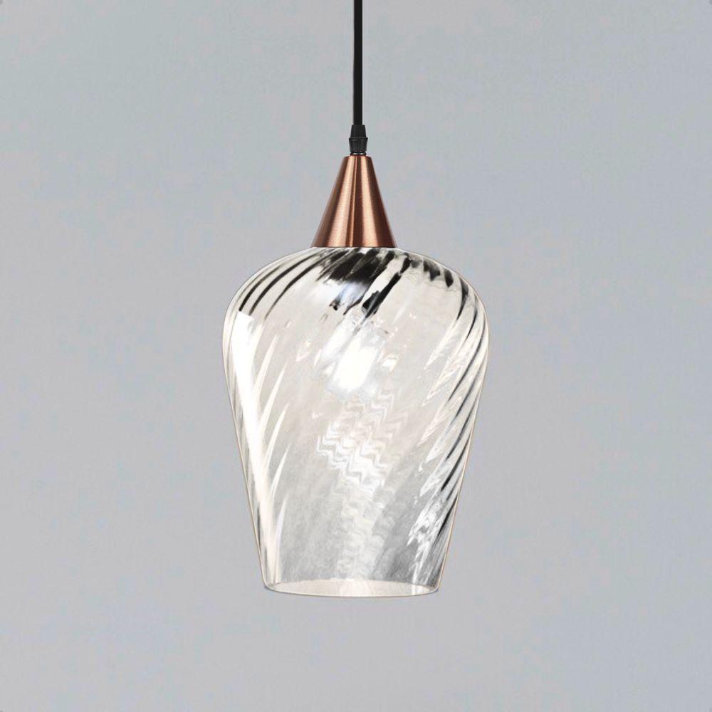 Lustre Pendente Taschibra Monalisa G Rigato Transparente E27 Bivolt Cobre - 2