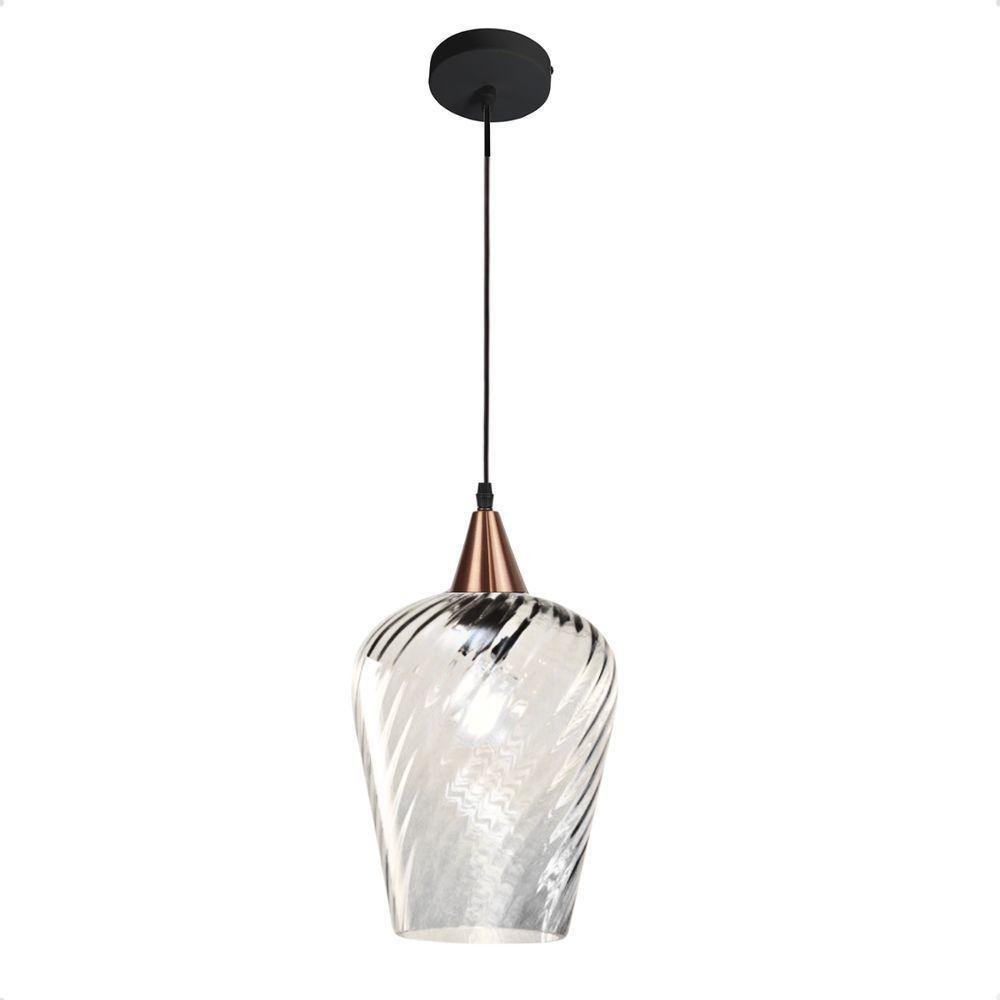 Lustre Pendente Taschibra Monalisa G Rigato Transparente E27 Bivolt Cobre - 3