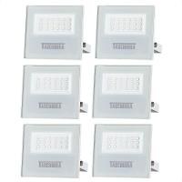 Kit 6 Refletor Holofote Taschibra Led Tr Slim 20w Verde Prova Da água Ip65 Branco Bivolt - 1