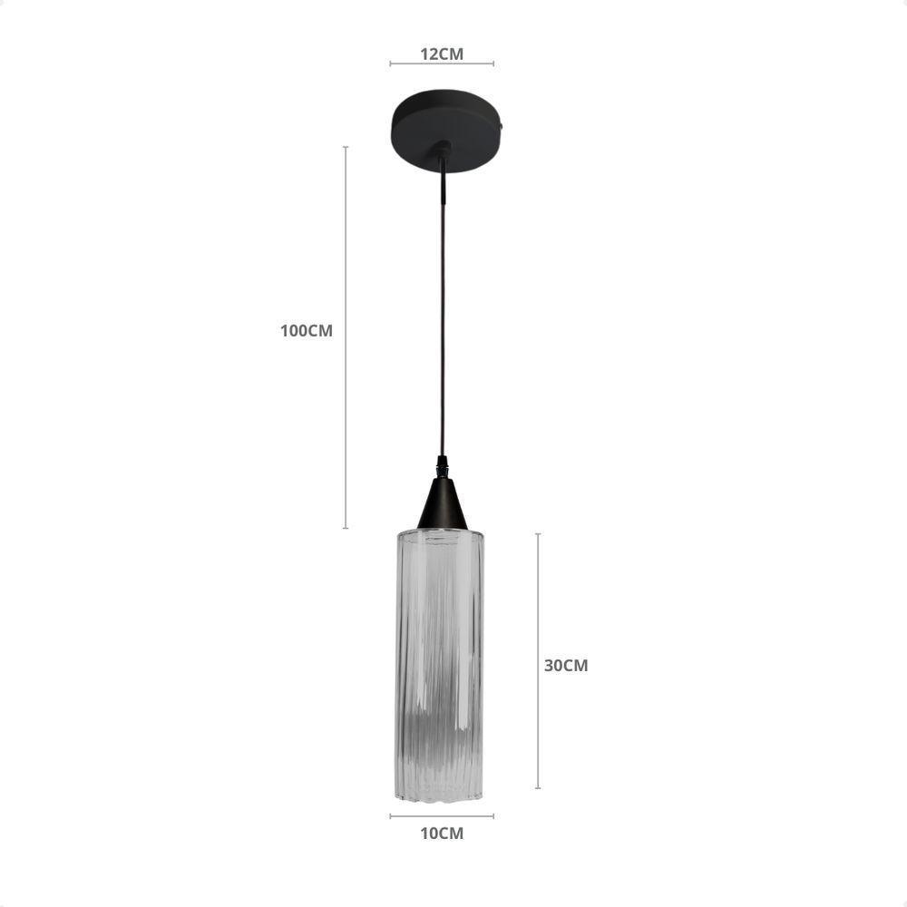 Lustre Pendente Taschibra Anne Rigato âmbar E27 Bivolt Prata - 4