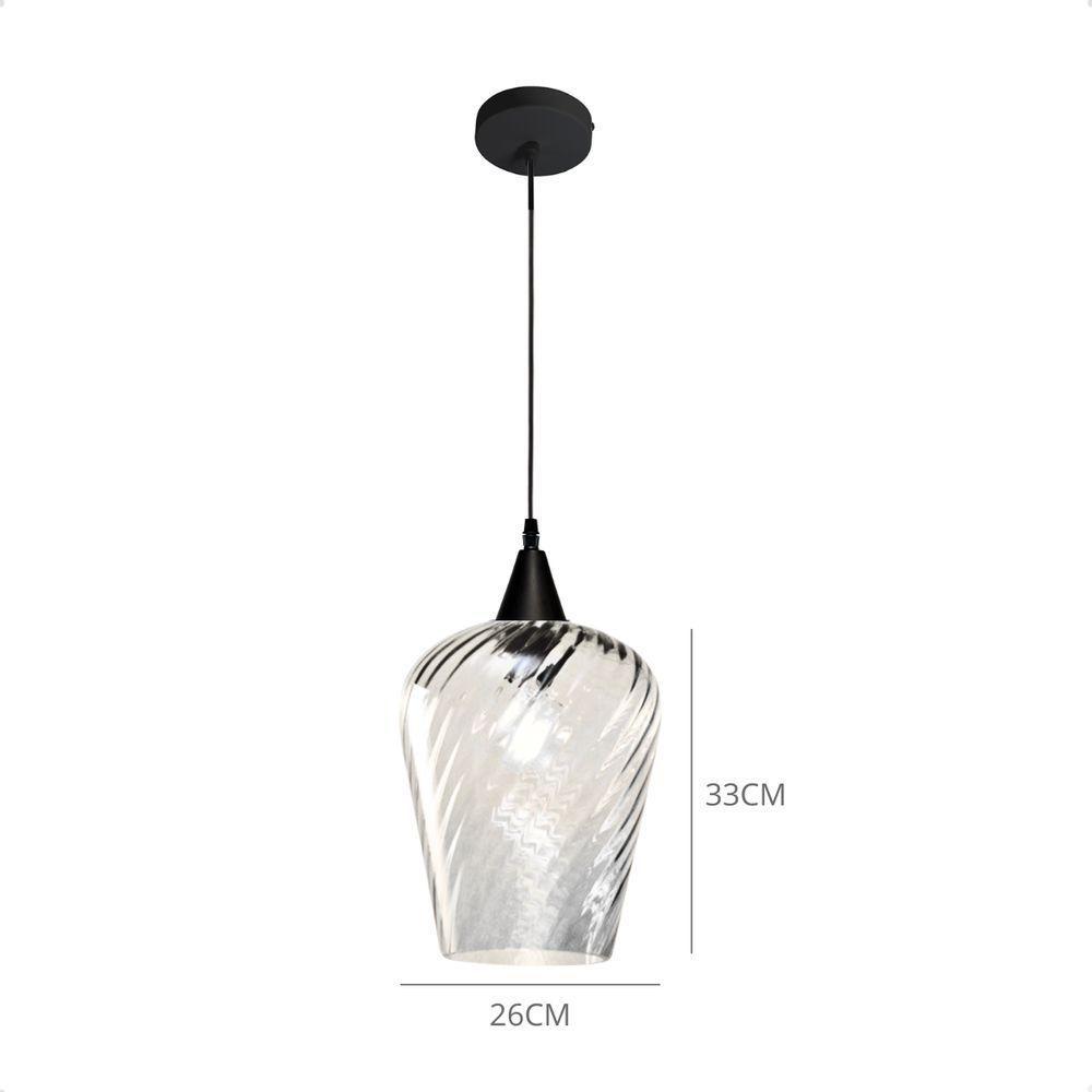 Lustre Pendente Taschibra Monalisa G Rigato Transparente E27 Bivolt Prata - 4