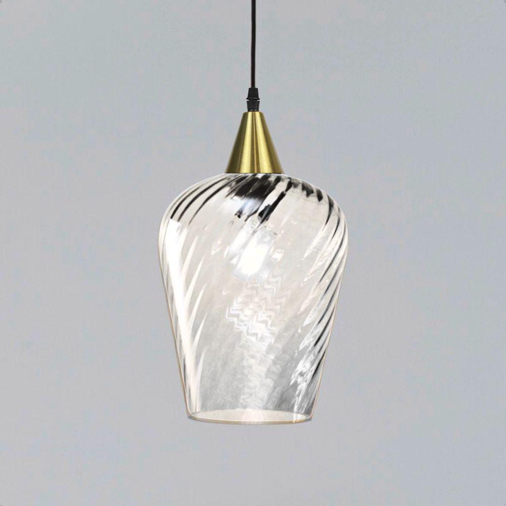 Lustre Pendente Taschibra Monalisa G Rigato Transparente E27 Bivolt Ouro - 2