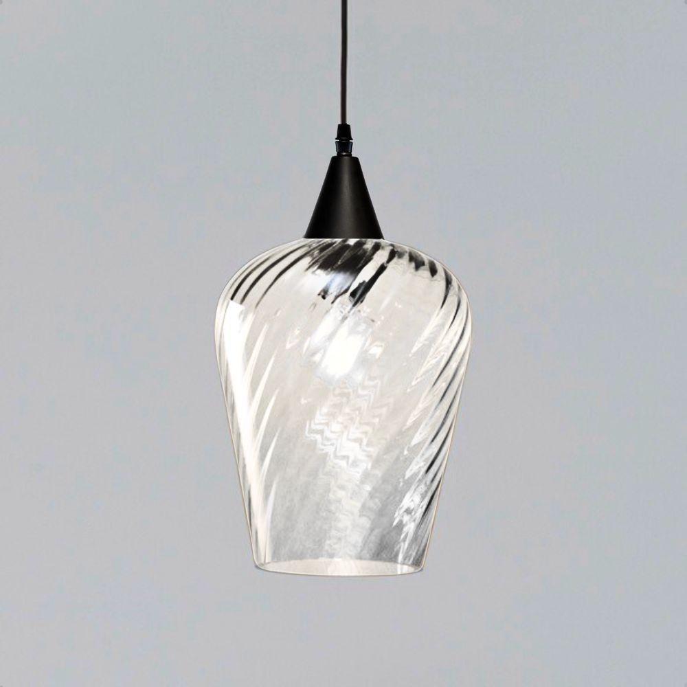 Lustre Pendente Taschibra Monalisa G Rigato Transparente E27 Bivolt Preto - 2