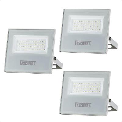 Kit 3 Refletor Holofote Taschibra Led Tr Slim 20w Verde Prova Da água Ip65 Branco Bivolt