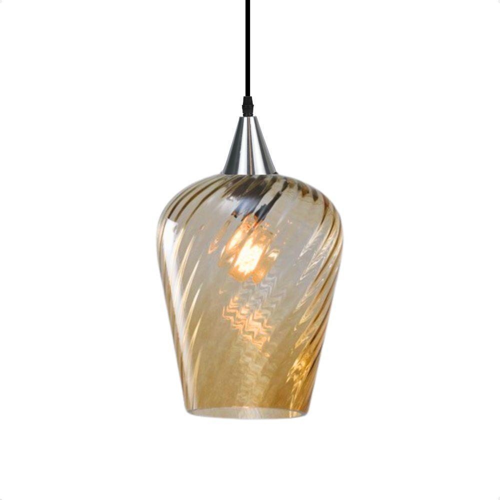 Lustre Pendente Taschibra Monalisa G Rigato âmbar E27 Bivolt Prata - 1