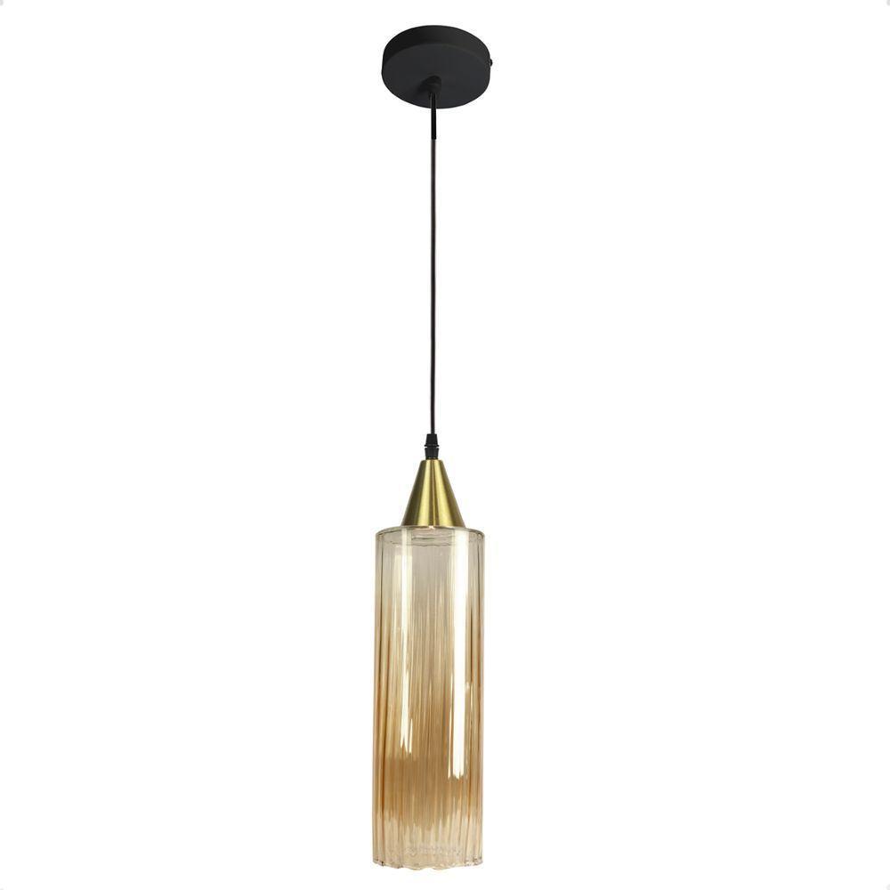 Lustre Pendente Taschibra Anne Rigato âmbar E27 Bivolt Ouro - 1