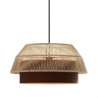 Lustre Pendente Blumenau Gaia Macramê 50cm E27 Bivolt Marrom Gold Com Bege - 1