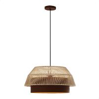 Lustre Pendente Blumenau Gaia Macramê 50cm E27 Bivolt Marrom Gold Com Bege - 3