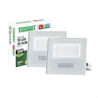 Kit 2 Refletor Holofote Taschibra Led Tr Slim 20w Verde Prova Da água Ip65 Branco Bivolt - 1