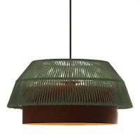 Lustre Pendente Blumenau Gaia Macramê 50cm E27 Bivolt Marrom Gold Com Verde - 1