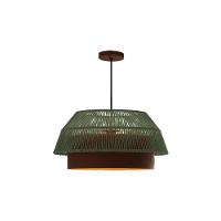 Lustre Pendente Blumenau Gaia Macramê 50cm E27 Bivolt Marrom Gold Com Verde - 5