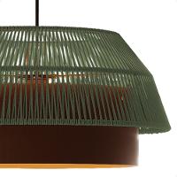 Lustre Pendente Blumenau Gaia Macramê 50cm E27 Bivolt Marrom Gold Com Verde - 6