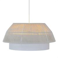 Lustre Pendente Blumenau Gaia Macramê 50cm E27 Bivolt Branco Com Bege - 1