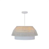 Lustre Pendente Blumenau Gaia Macramê 50cm E27 Bivolt Branco Com Bege - 5