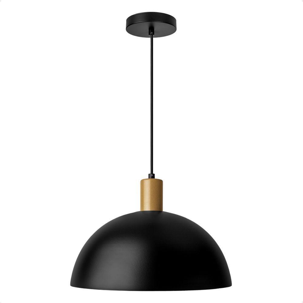 Lustre Pendente Blumenau Bia Meia Lua E27 Bivolt Preto Com Dourado - 6