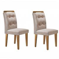 Conjunto 02 Cadeiras Imbuia linho - 5