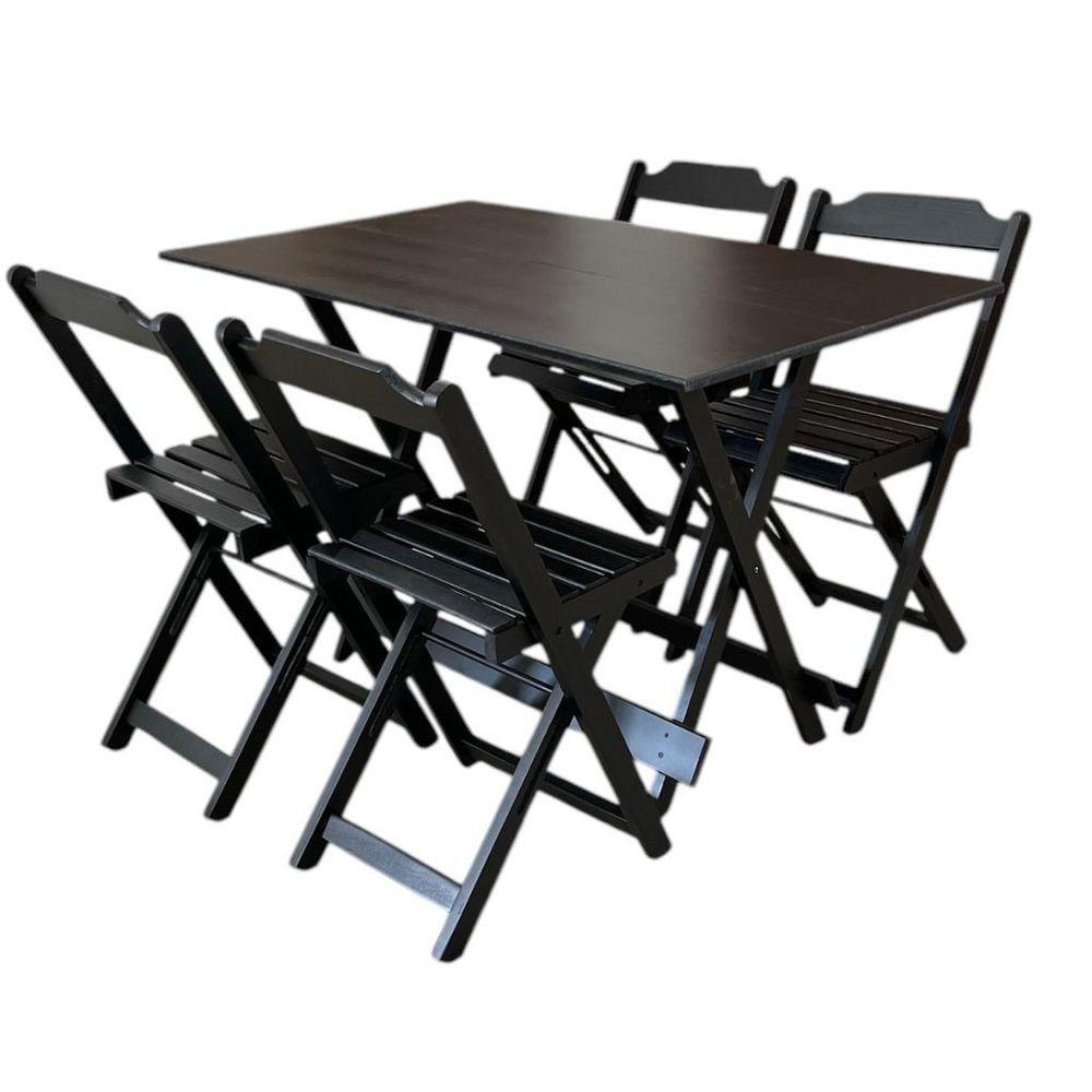 Conjunto Mesa Dobrável 1,20m Com Tampo Em Mdf Ultra Plus E 4 Cadeiras Dobráveis Preto - 2