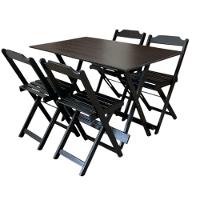 Conjunto Mesa Dobrável 1,20m Com Tampo Em Mdf Ultra Plus E 4 Cadeiras Dobráveis Preto - 2