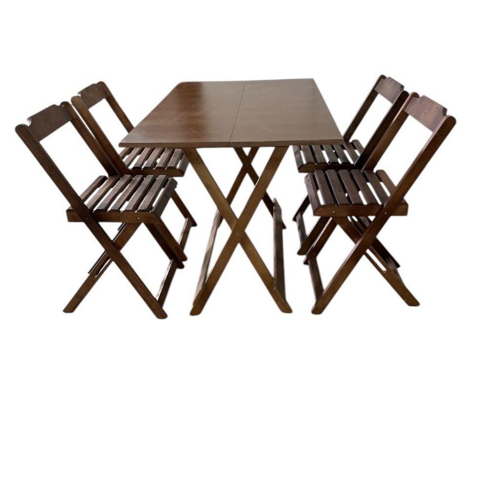 Conjunto Mesa Dobrável 1,20m Com Tampo Em Mdf Ultra Plus E 4 Cadeiras Dobráveis Imbuia - 2