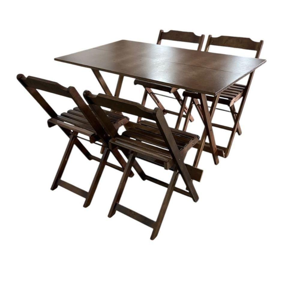 Conjunto Mesa Dobrável 1,20m Com Tampo Em Mdf Ultra Plus E 4 Cadeiras Dobráveis Imbuia - 3