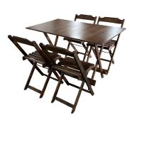 Conjunto Mesa Dobrável 1,20m Com Tampo Em Mdf Ultra Plus E 4 Cadeiras Dobráveis Imbuia - 3