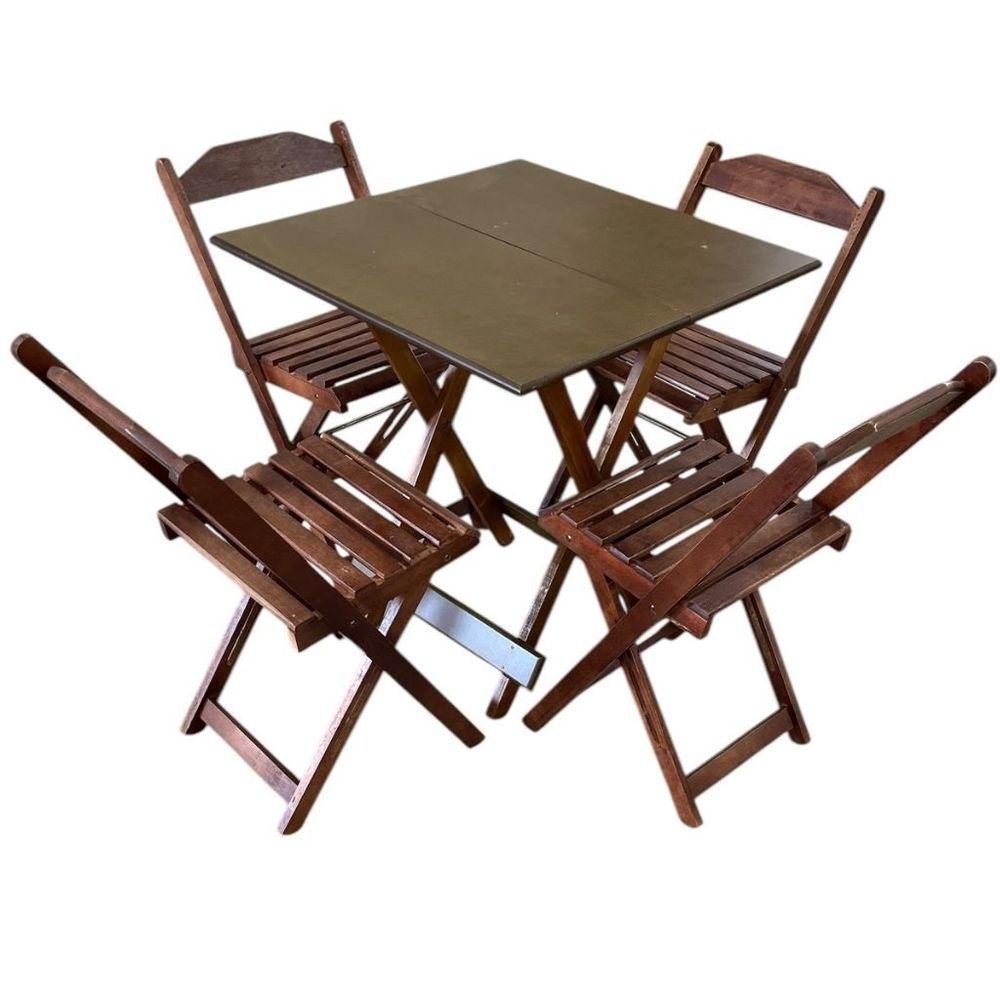 Conjunto Mesa Dobrável Com Tampo Em Mdf Ultra Plus E 4 Cadeiras Dobráveis Imbuia - 1