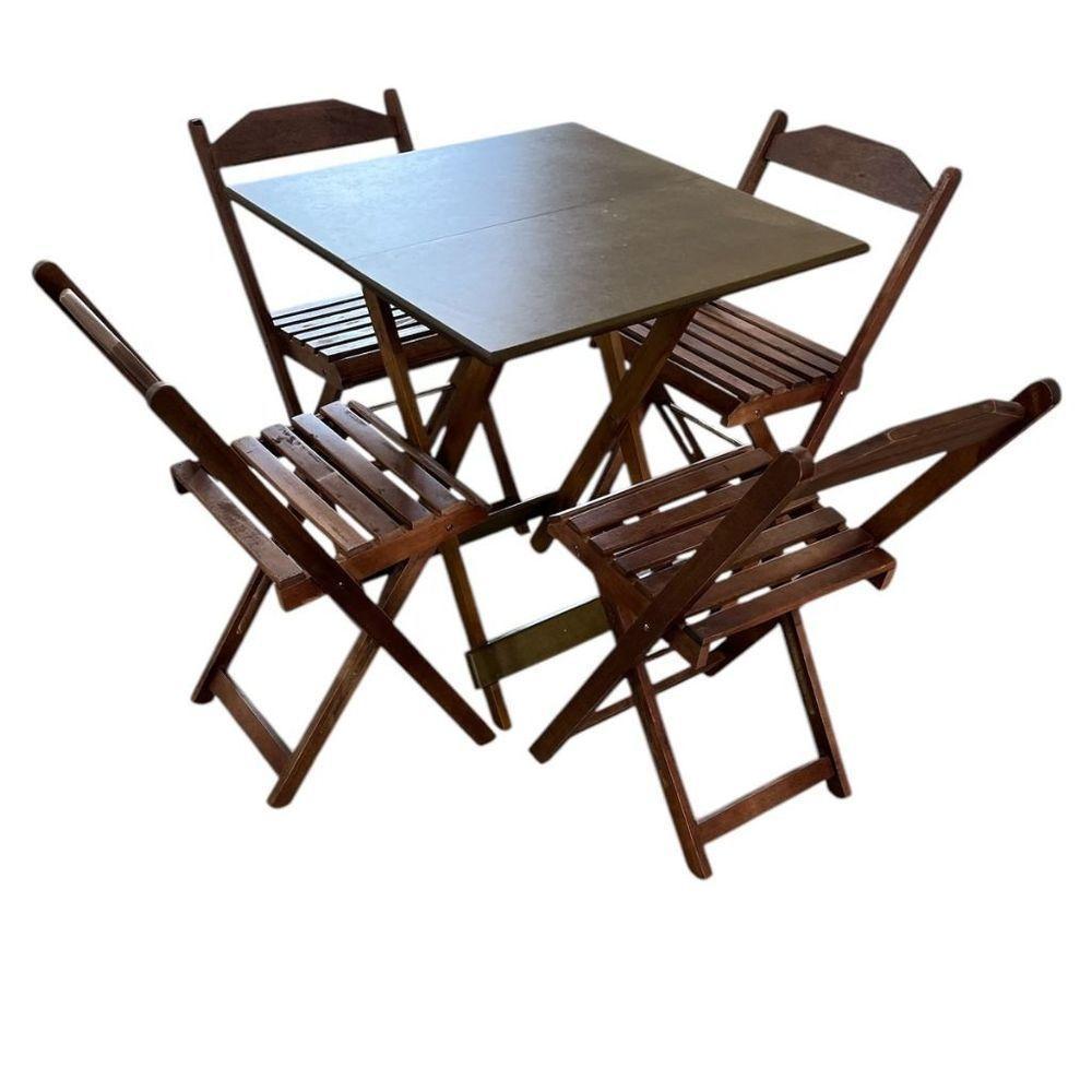 Conjunto Mesa Dobrável Com Tampo Em Mdf Ultra Plus E 4 Cadeiras Dobráveis Imbuia - 3