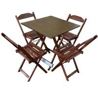 Conjunto Mesa Dobrável Com Tampo Em Mdf Ultra Plus E 4 Cadeiras Dobráveis Imbuia - 1