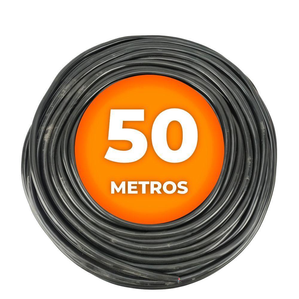 Cabo Pp Preto 4 Vias (4x1,50mm) Cobreado 50 Metros | Preto 4x1,50mm Cobreado - 1