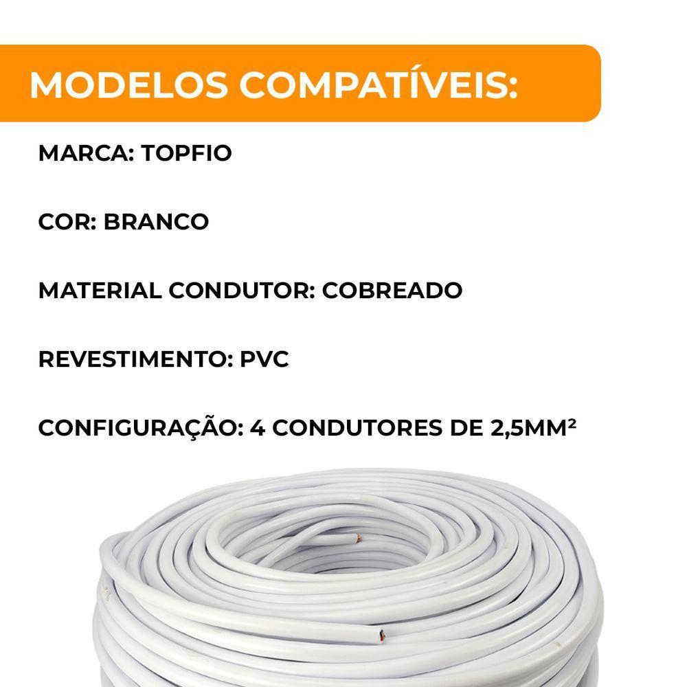Cabo Pp Branco 4 Vias (4 X 2,5mm) Cobreado 50 Metros - 6