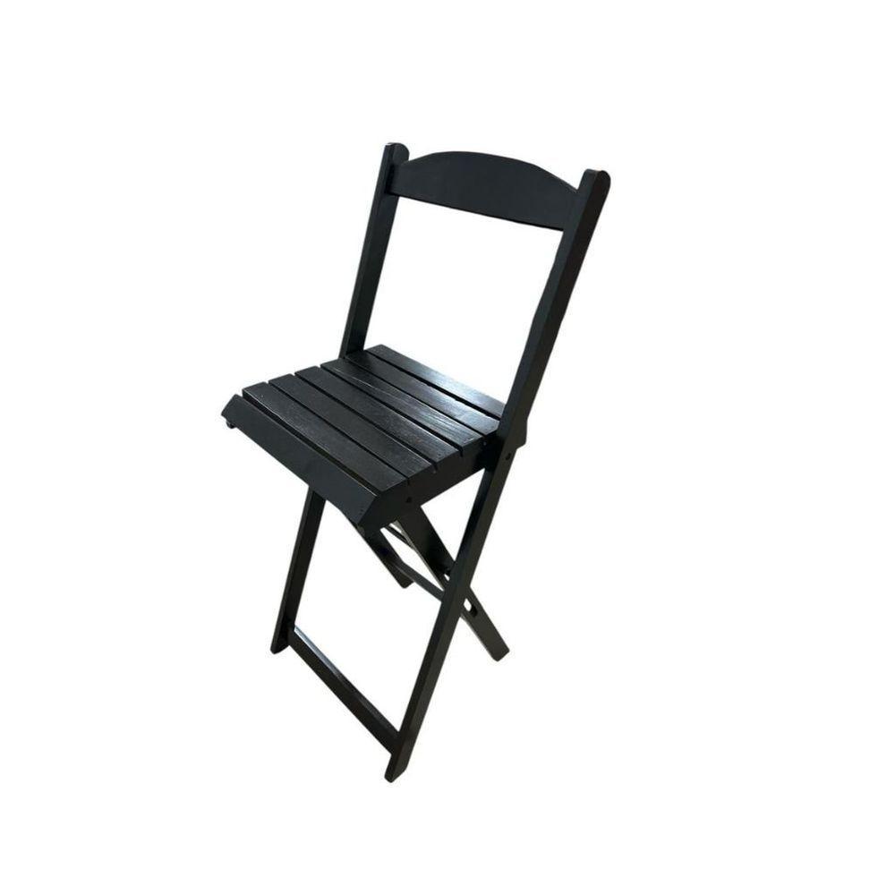 Conjunto Bistrô Dobrável Em Madeira – 3 Peças Preto - 7