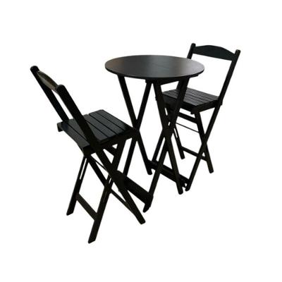 Conjunto Bistrô Dobrável Em Madeira – 3 Peças Preto