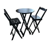 Conjunto Bistrô Dobrável Em Madeira – 3 Peças Preto - 2