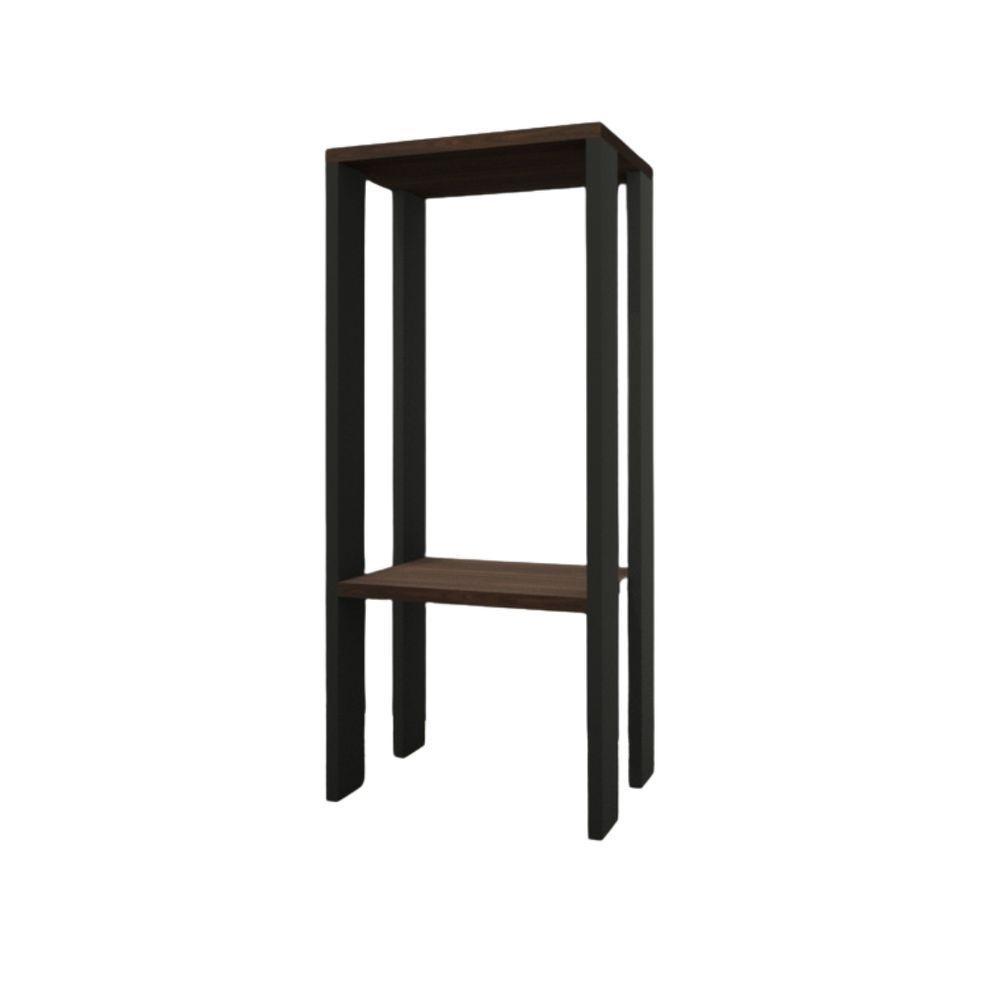 Mesa Alta Mesa De Canto Mesa De Apoio Mesa De Bebedouro Mesa Lateral Preto Com Amadeirado Escuro - 1