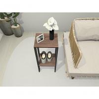 Mesa Alta Mesa De Canto Mesa De Apoio Mesa De Bebedouro Mesa Lateral Preto Com Amadeirado Escuro - 3