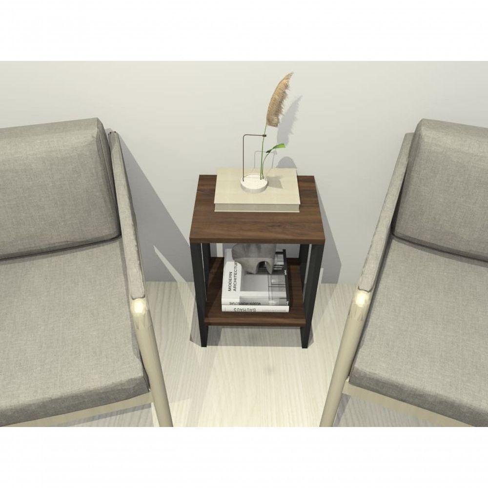 Mesa De Cabeceira Mesa De Apoio Mesa Auxiliar Mesa Lateral Preto Com Amadeirado Escuro - 2