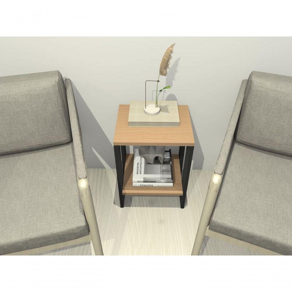 Mesa De Cabeceira Mesa De Apoio Mesa Auxiliar Mesa Lateral Preto E Carvalho - 2