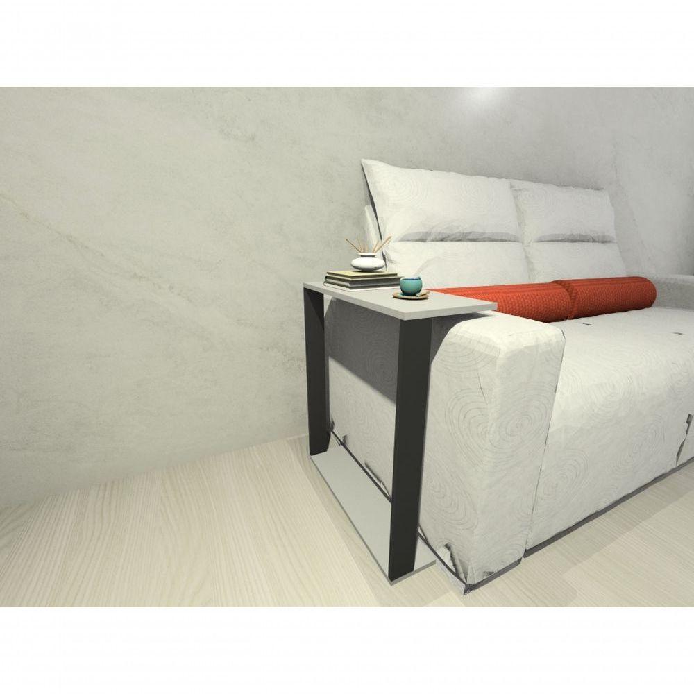 Mesinha Lateral Para Sofá Estilo Industrial 100% MDF Mesa Apoio Mesa Auxiliar Sofá Preto Com Branco - 2