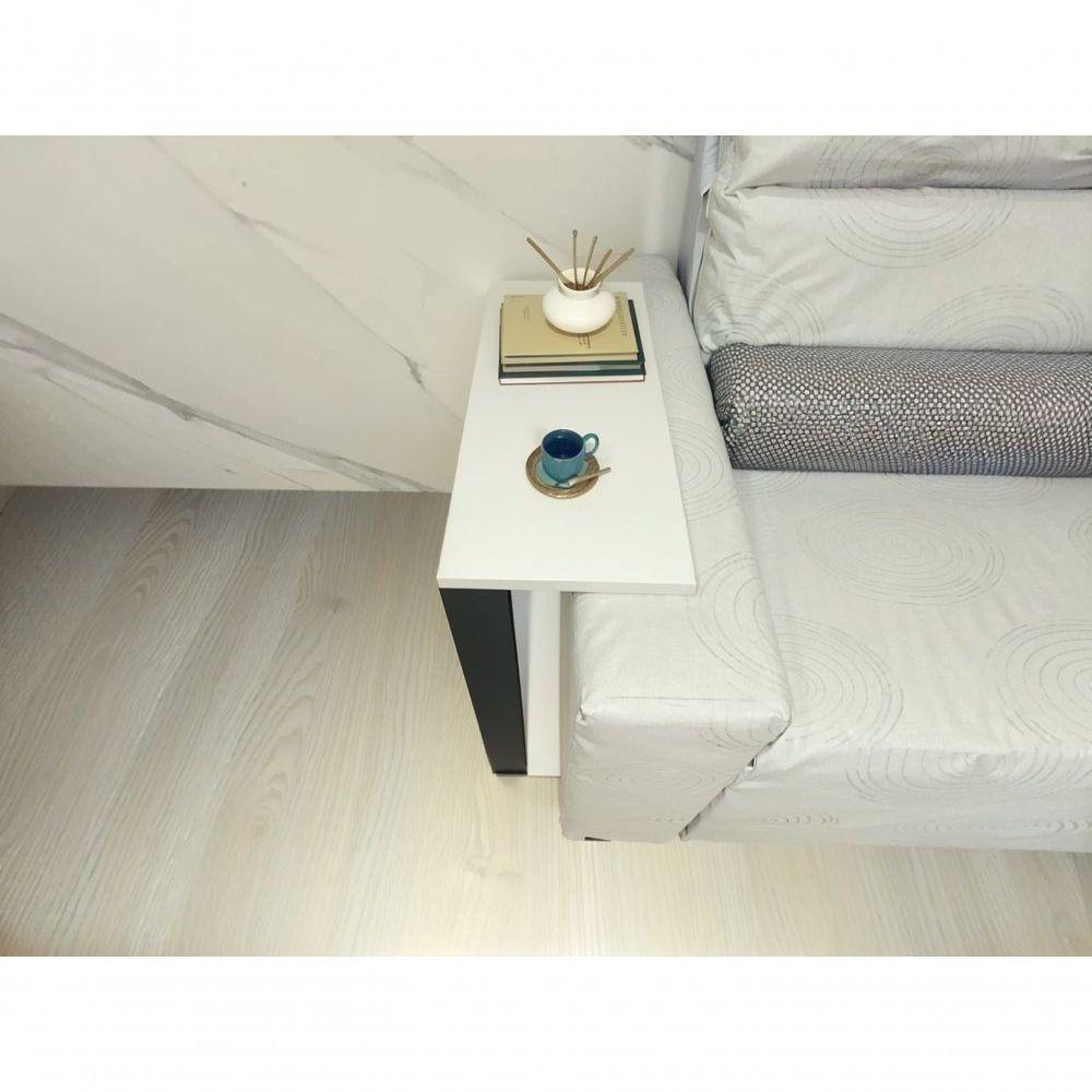 Mesinha Lateral Para Sofá Estilo Industrial 100% MDF Mesa Apoio Mesa Auxiliar Sofá Preto Com Branco - 3