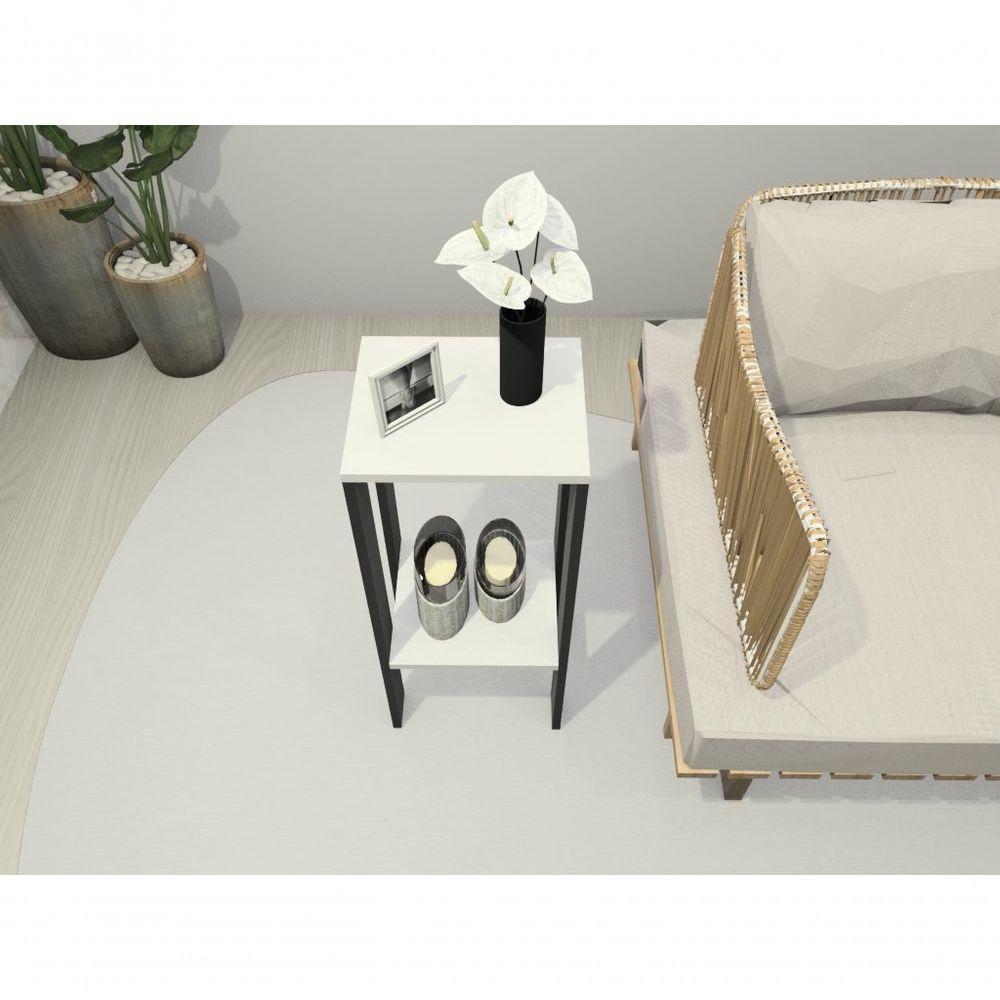 Mesa Alta Mesa De Canto Mesa De Apoio Mesa De Bebedouro Mesa Lateral Preto E Branco - 3