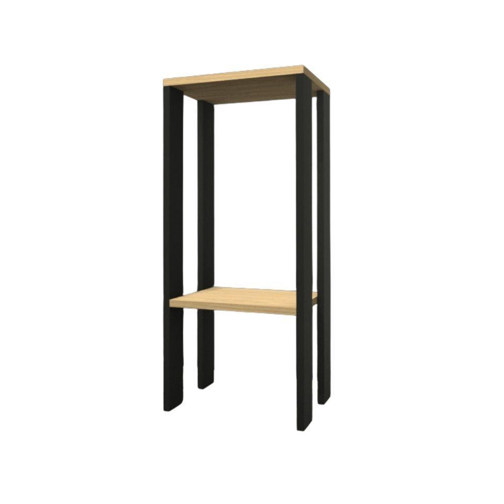 Mesa Alta Mesa De Canto Mesa De Apoio Mesa De Bebedouro Mesa Lateral Preto E Amadeirado Claro - 1